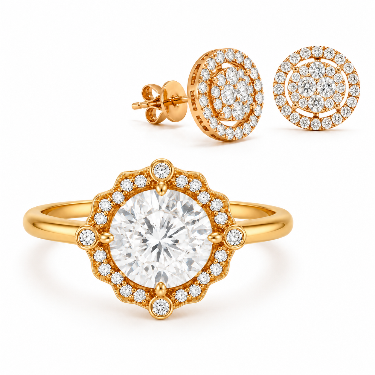 2.75-Carat Lab-Grown Diamond Jewelry Set, 18K Yellow Gold
