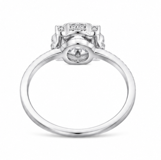 1.58‑Carat Round Diamond Vintage‑Halo Solitaire Ring, PT950 Platinum Band