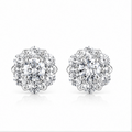 1‑Carat Halo‑Style Diamond Stud Earrings, PT950 Platinum