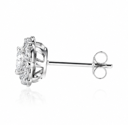 1‑Carat Halo‑Style Diamond Stud Earrings, PT950 Platinum