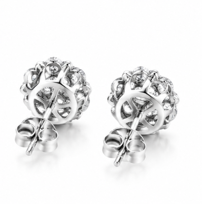 1‑Carat Halo‑Style Diamond Stud Earrings, PT950 Platinum