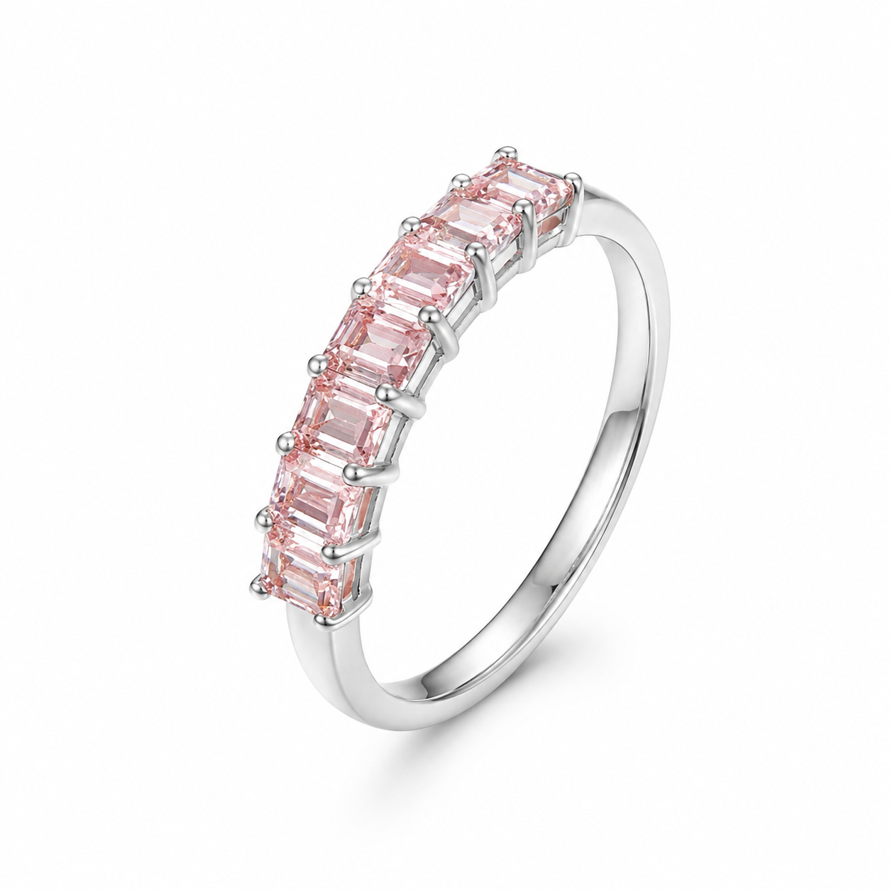 1.05-Carat Pink Diamond Eternity Ring, PT950 Platinum Band