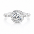 1‑Carat Round Diamond Double‑Halo Solitaire Ring, PT950 Platinum Band