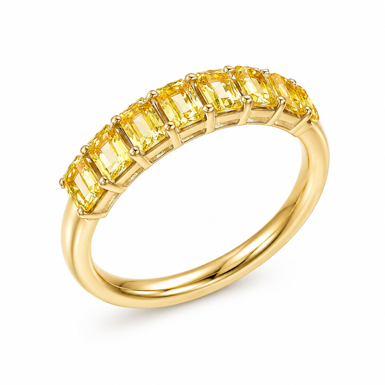 1.05-Carat Yellow Diamond Eternity Ring, 18K Gold Band
