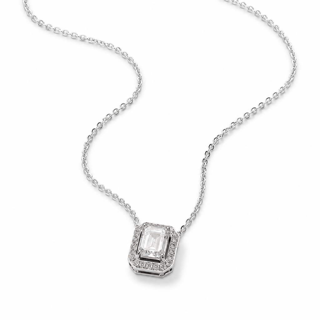 1.3‑Carat Lab‑Grown Diamond Halo Pendant Necklace, PT950 Platinum