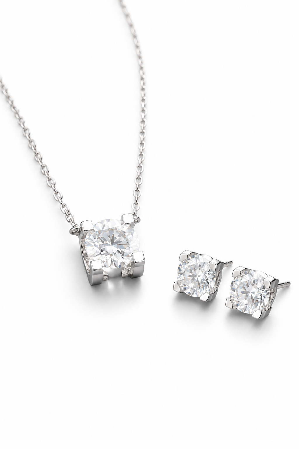2.13‑Carat Lab‑Grown Diamond Necklace & Stud Earrings Set, PT950 Platinum