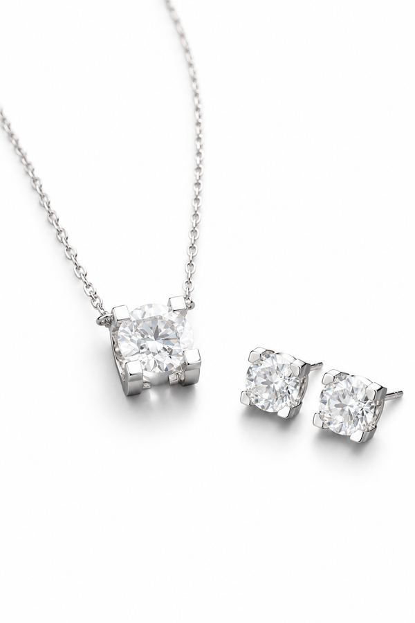 2.13‑Carat Lab‑Grown Diamond Necklace & Stud Earrings Set, PT950 Platinum