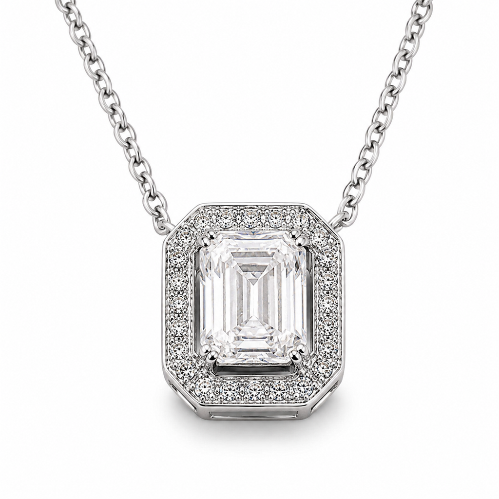 1.3‑Carat Lab‑Grown Diamond Halo Pendant Necklace, PT950 Platinum