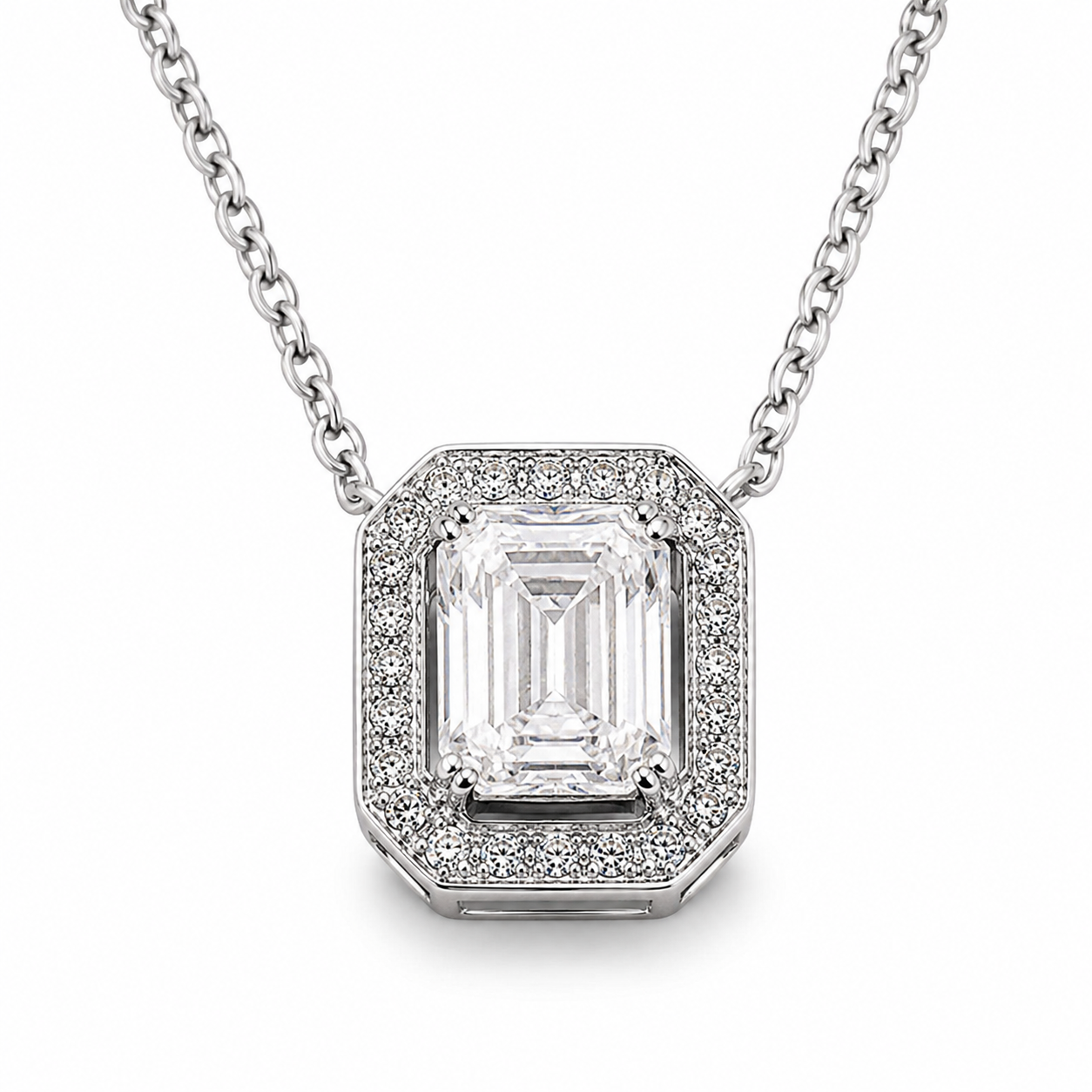 1.3‑Carat Lab‑Grown Diamond Halo Pendant Necklace, PT950 Platinum