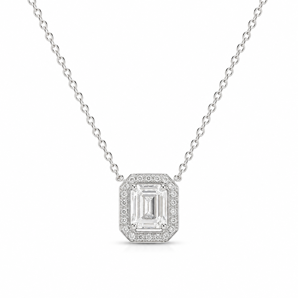 1.3‑Carat Lab‑Grown Diamond Halo Pendant Necklace, PT950 Platinum