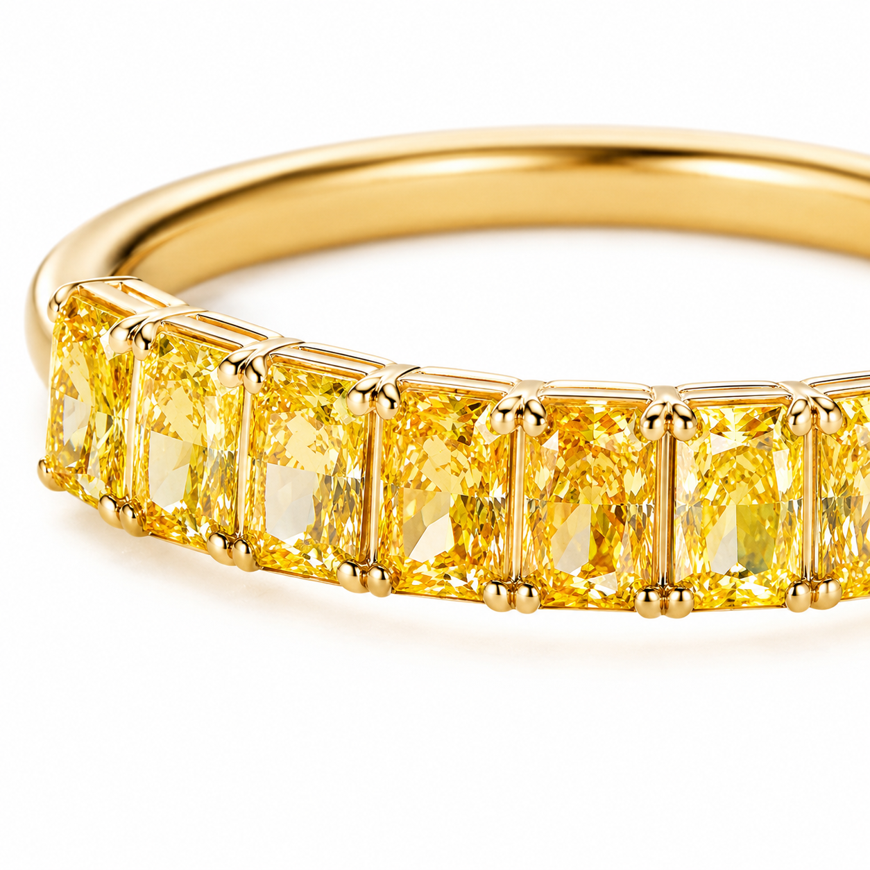 1.05-Carat Yellow Diamond Eternity Ring, 18K Gold Band