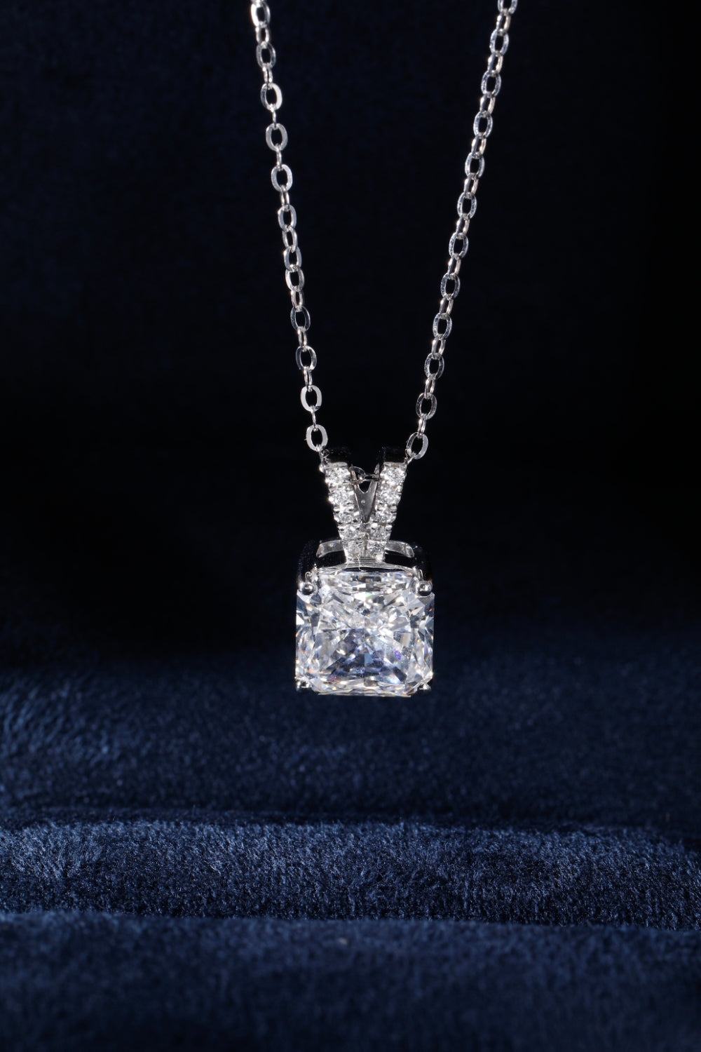 CF26-N004 | Cushion Brilliant Pendant | Heavy Pavé V-Bail & 4-Prong Setting