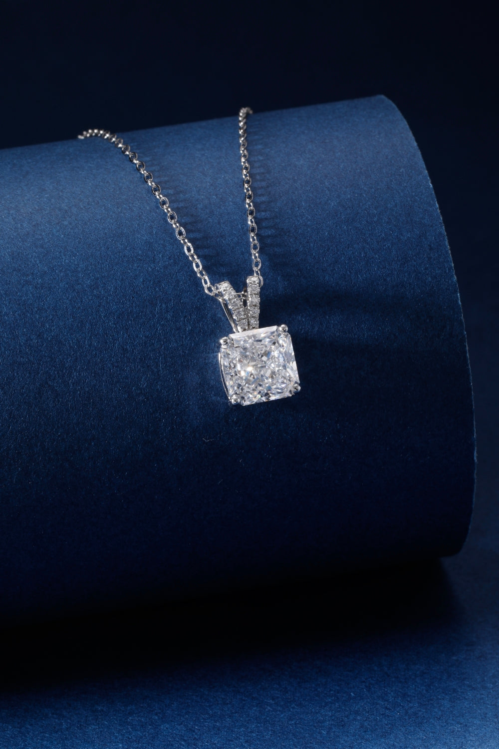 CF26-N004 | Cushion Brilliant Pendant | Heavy Pavé V-Bail & 4-Prong Setting