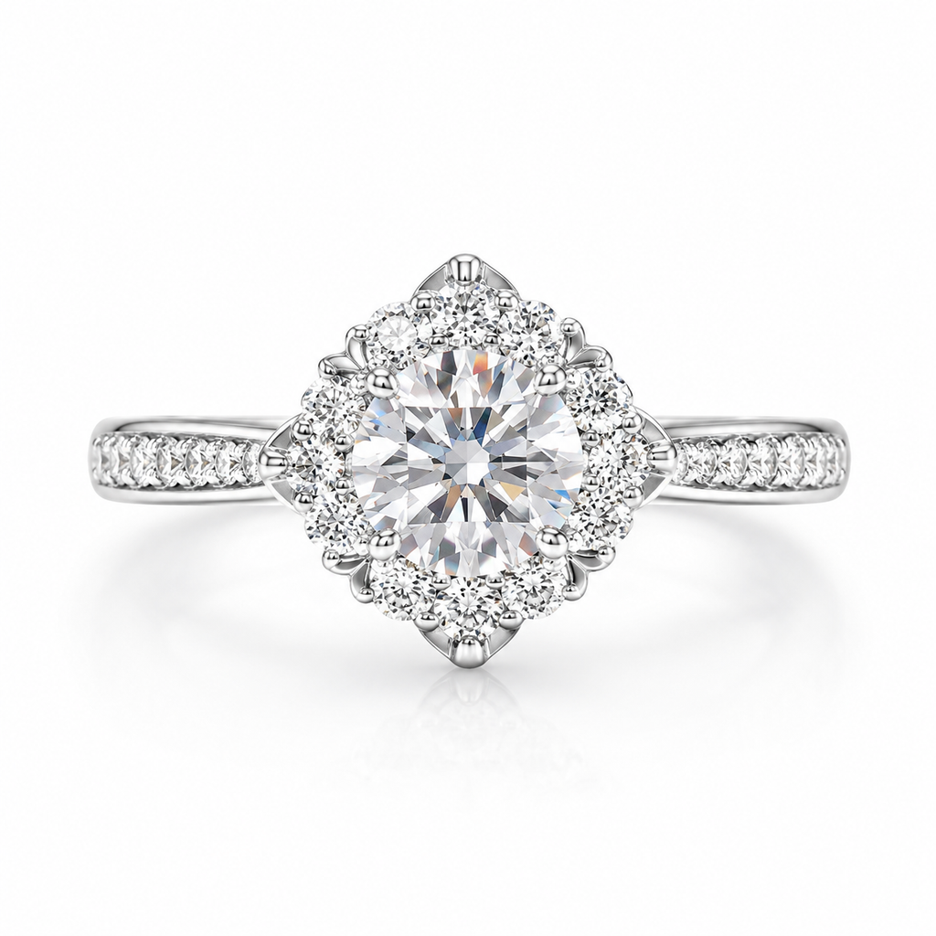 2.89‑Carat Halo Ring With Lab‑Grown Round Diamond in PT950 Platinu