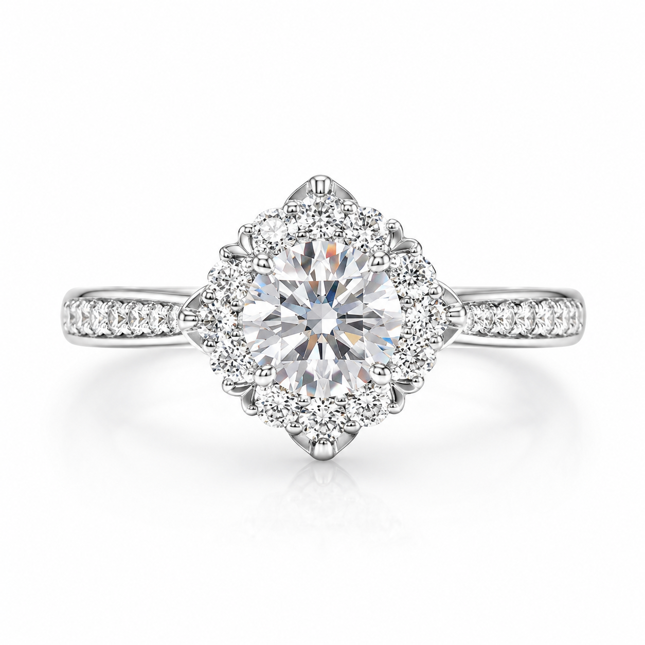 2.89‑Carat Halo Ring With Lab‑Grown Round Diamond in PT950 Platinu