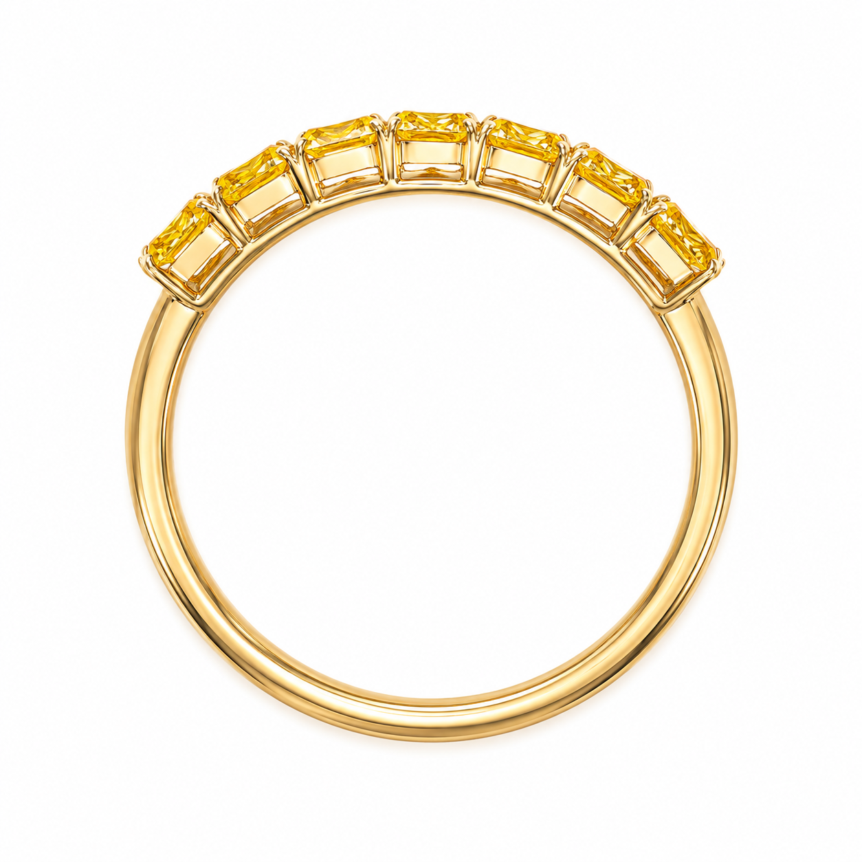 1.05-Carat Yellow Diamond Eternity Ring, 18K Gold Band