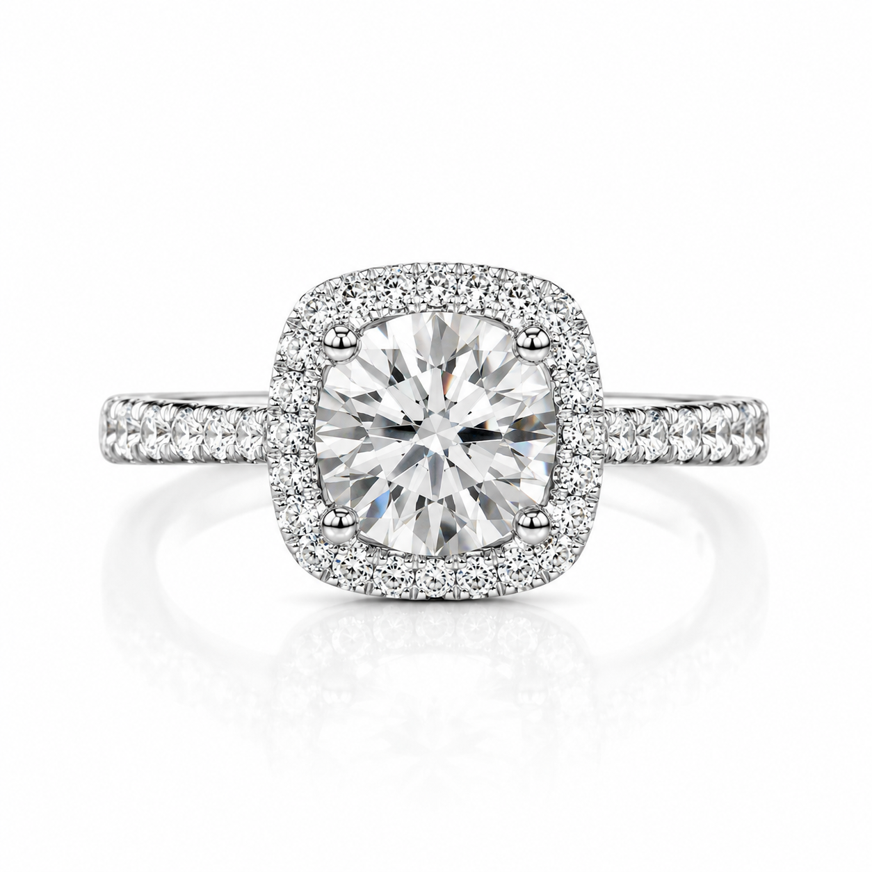 1.598‑Carat Round Lab‑Grown Diamond Solitaire Ring, PT950 Platinum Band