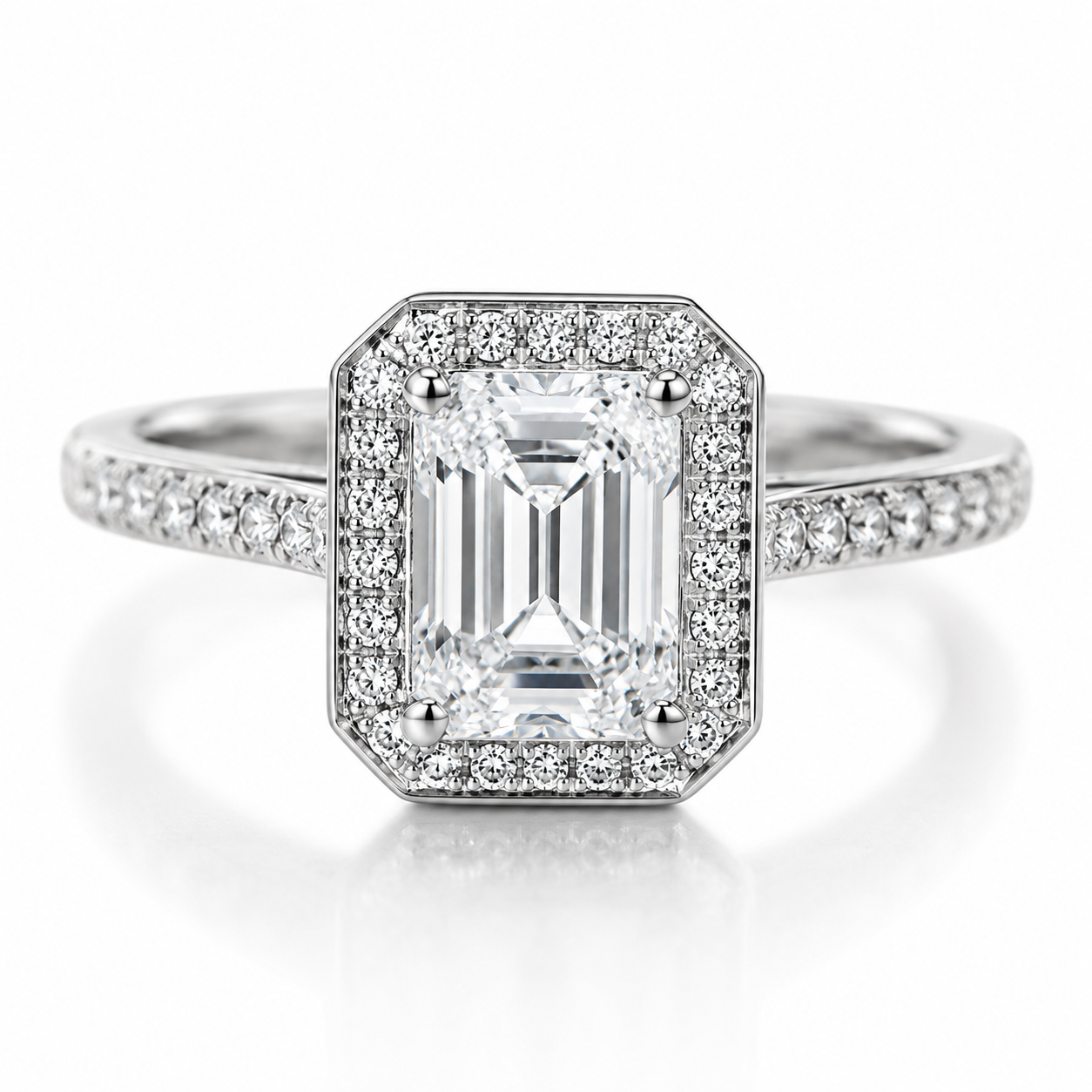 1.23‑Carat Rectangular‑Cut Diamond Solitaire Ring, PT950 Platinum Band
