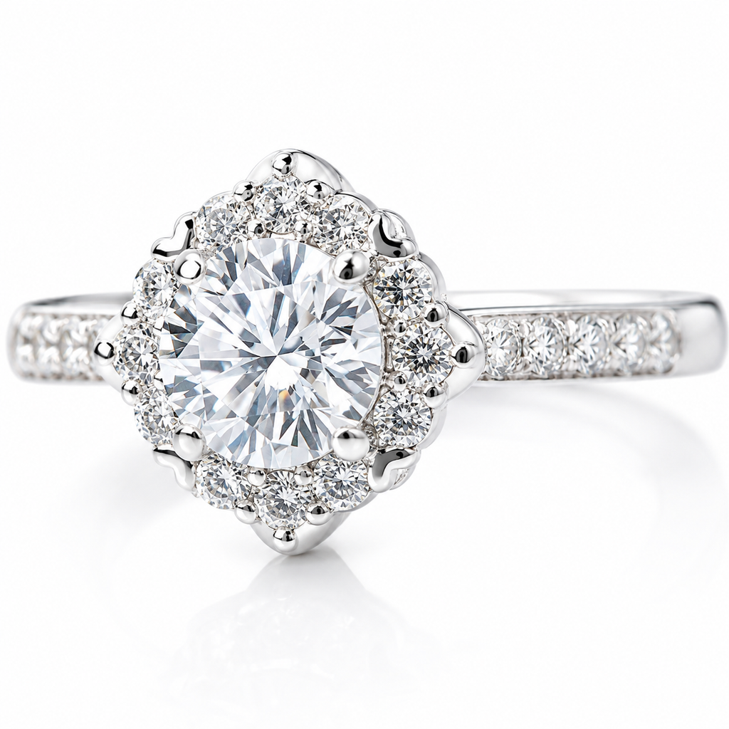 2.89‑Carat Halo Ring With Lab‑Grown Round Diamond in PT950 Platinu