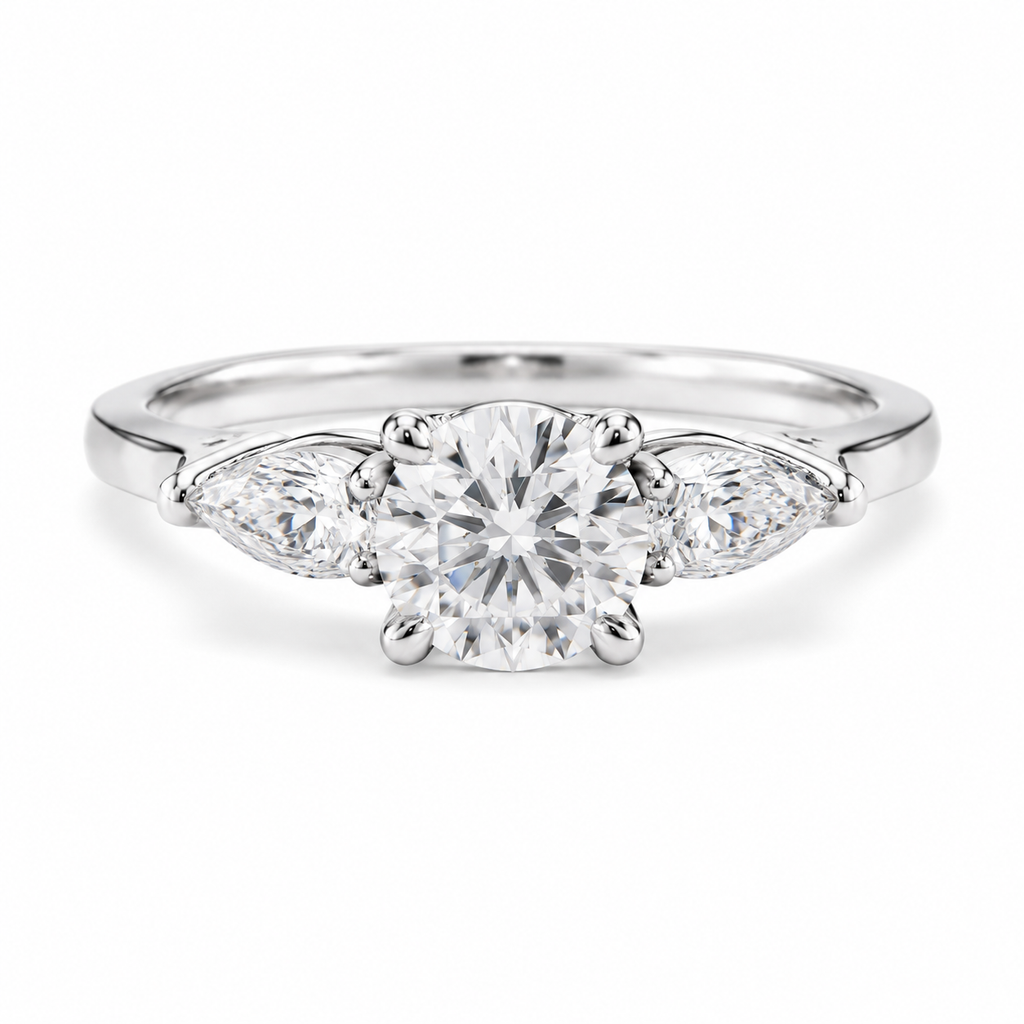 1‑Carat Three‑Stone Round Diamond Solitaire Ring, PT950 Platinum Band