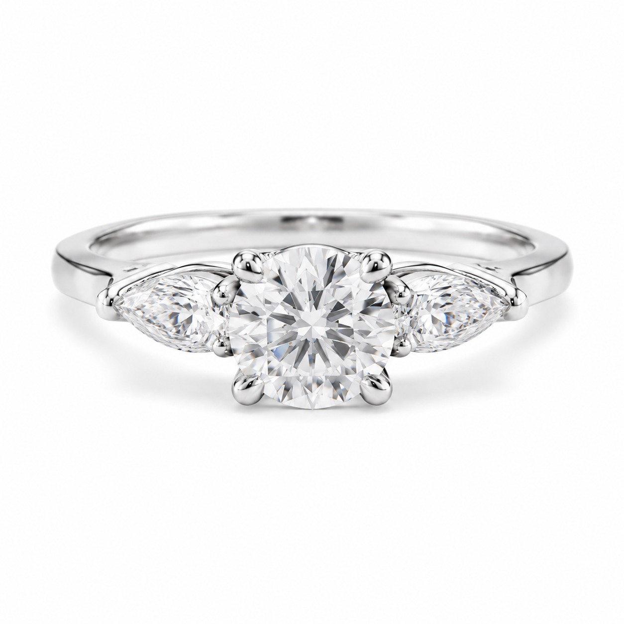 1‑Carat Three‑Stone Round Diamond Solitaire Ring, PT950 Platinum Band