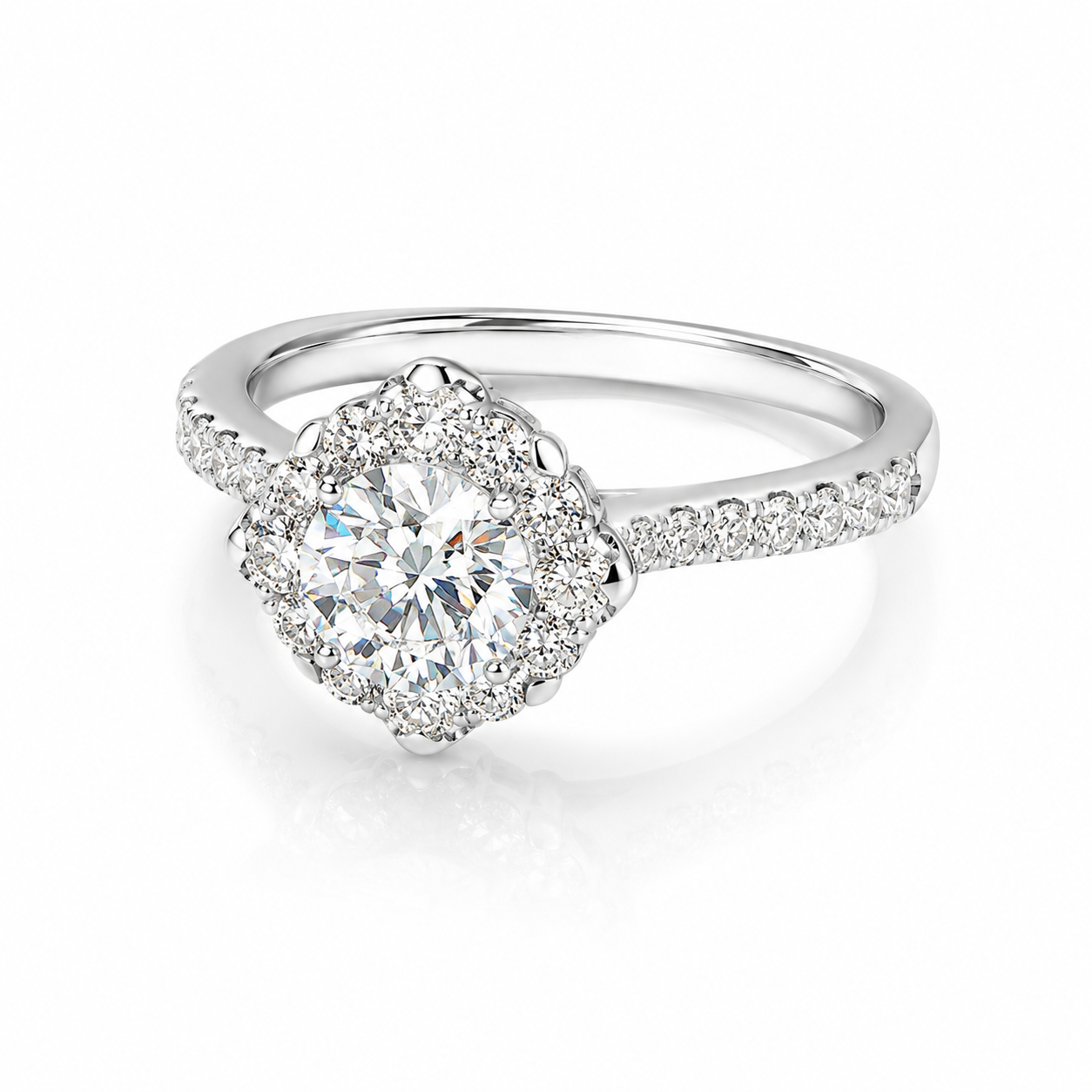 2.89‑Carat Halo Ring With Lab‑Grown Round Diamond in PT950 Platinu
