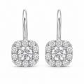 2‑Carat Double‑Halo Hook‑Style Diamond Earrings, PT950 Platinum