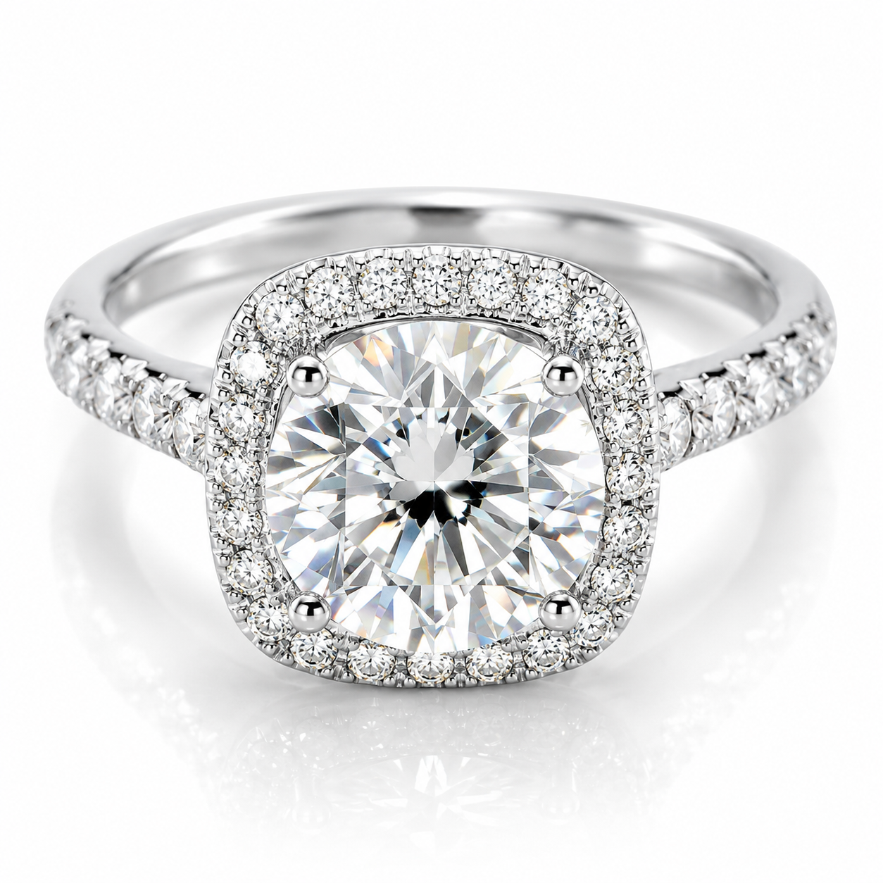 1.598‑Carat Round Lab‑Grown Diamond Solitaire Ring, PT950 Platinum Band