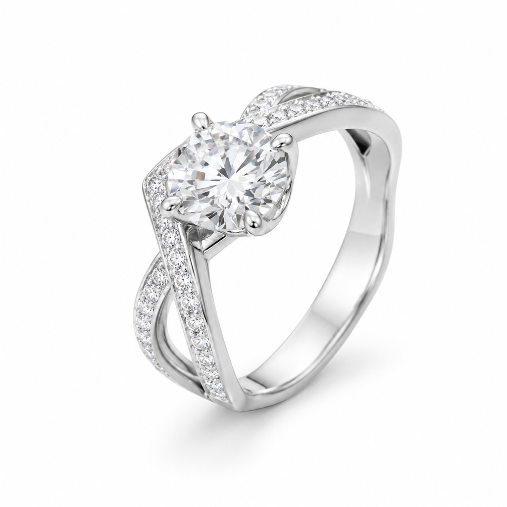 1 Carat Oval Diamond Crown Solitaire Ring, PT950 Platinum Band