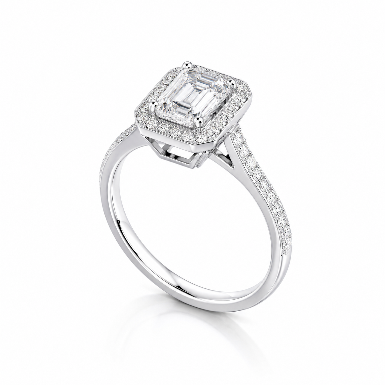 1.23‑Carat Rectangular‑Cut Diamond Solitaire Ring, PT950 Platinum Band