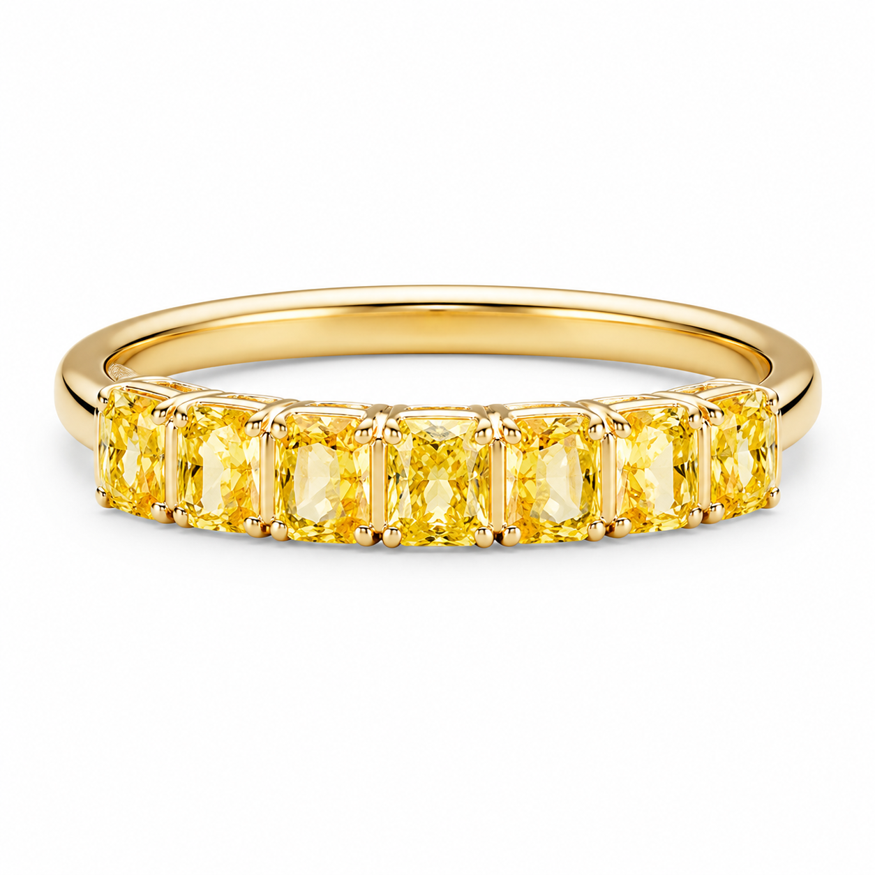 1.05-Carat Yellow Diamond Eternity Ring, 18K Gold Band