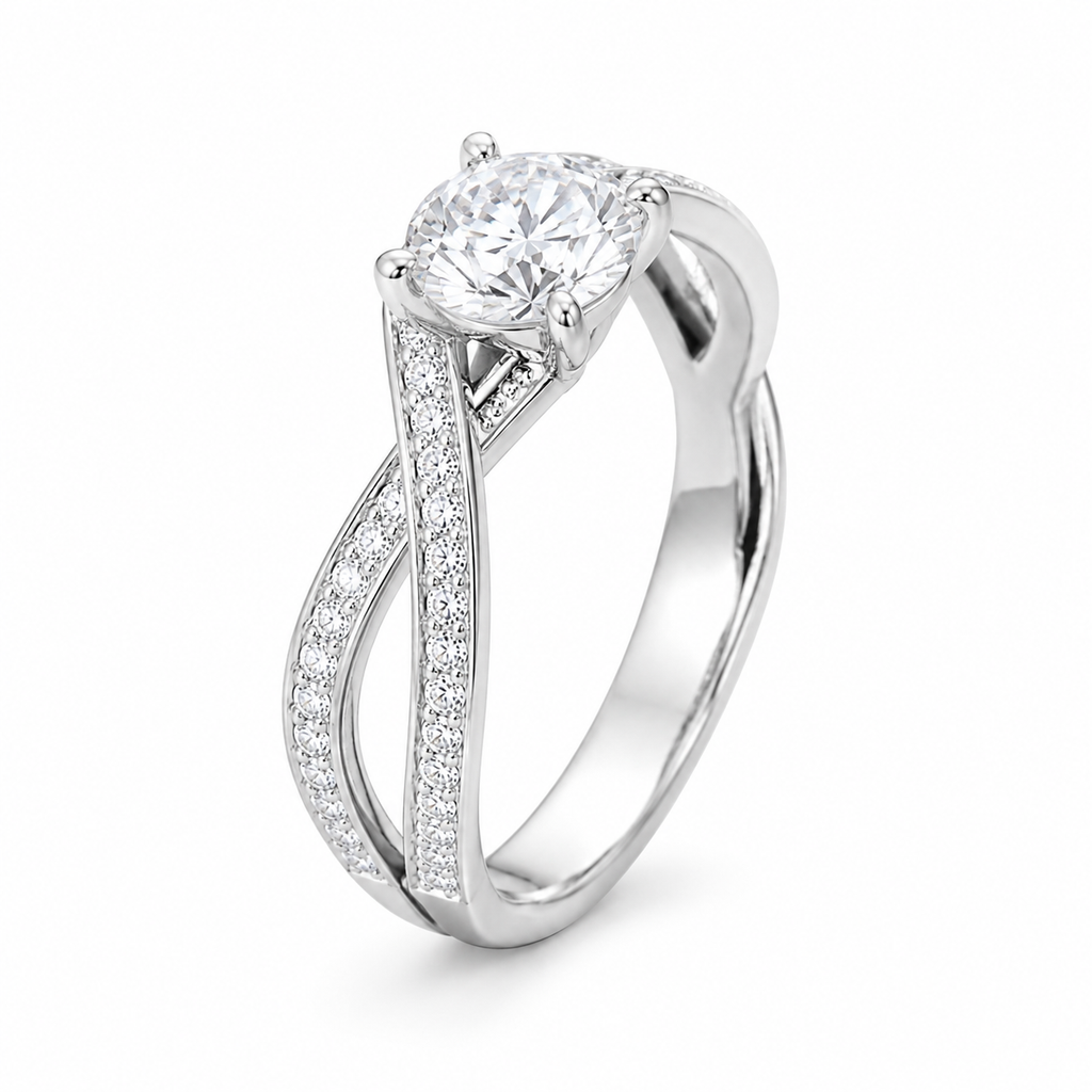 1 Carat Oval Diamond Crown Solitaire Ring, PT950 Platinum Band