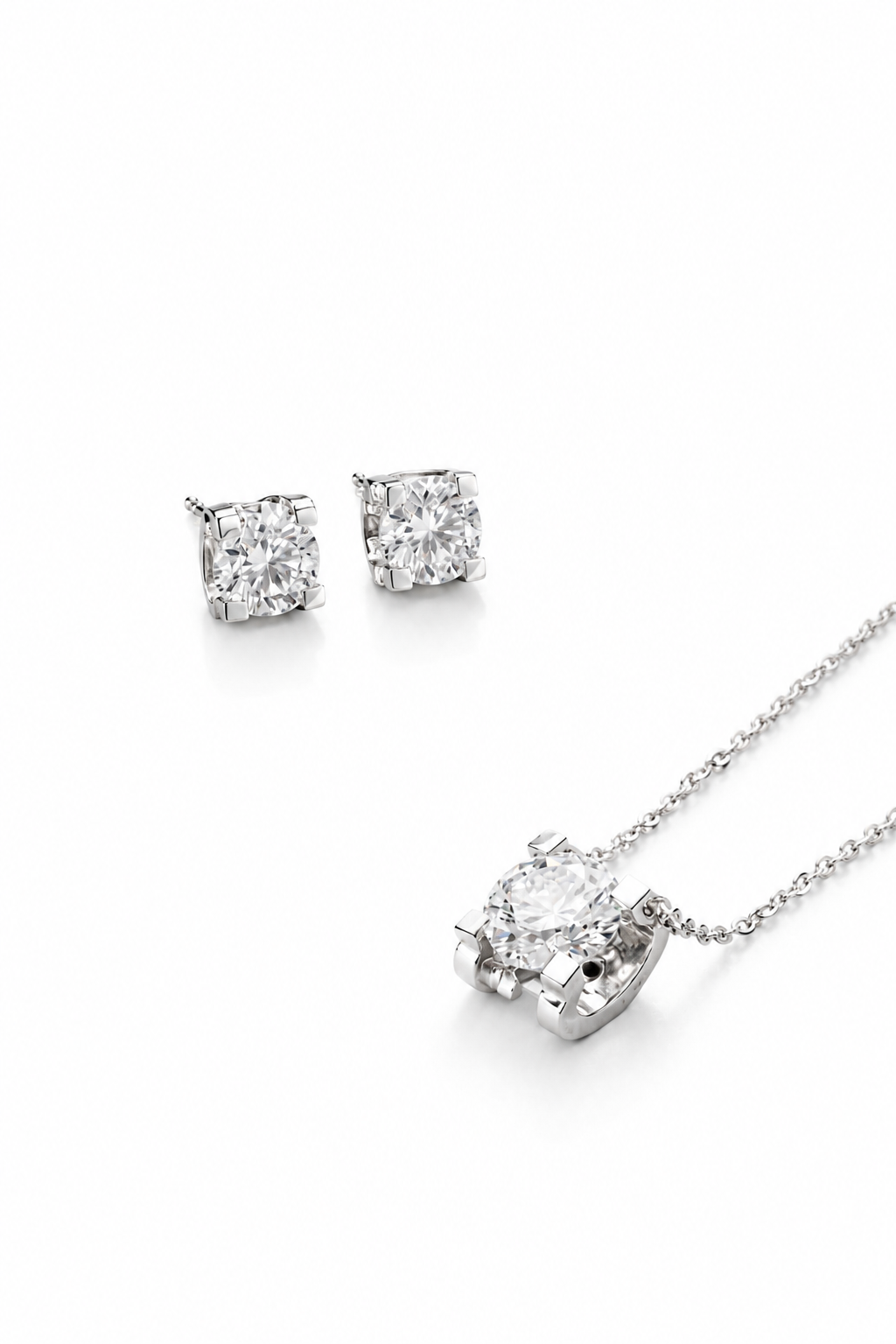 2.13‑Carat Lab‑Grown Diamond Necklace & Stud Earrings Set, PT950 Platinum
