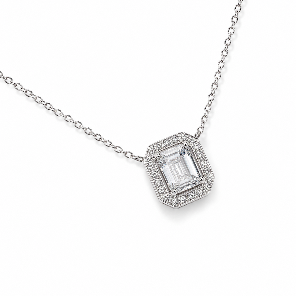 1.3‑Carat Lab‑Grown Diamond Halo Pendant Necklace, PT950 Platinum