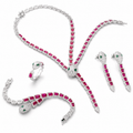 Snake Ruby Colored Gemstone Jewelry Suite, 925 Sterling Silver