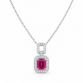 Pink Lab-Grown Gemstone Pendant Necklace, Silver Chain