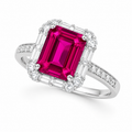 Pink Lab-Grown Diamond Halo Ring, Silver Band