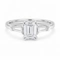 1.6‑Carat Rectangular‑Cut Three‑Stone Solitaire Ring, PT950 Platinum Band