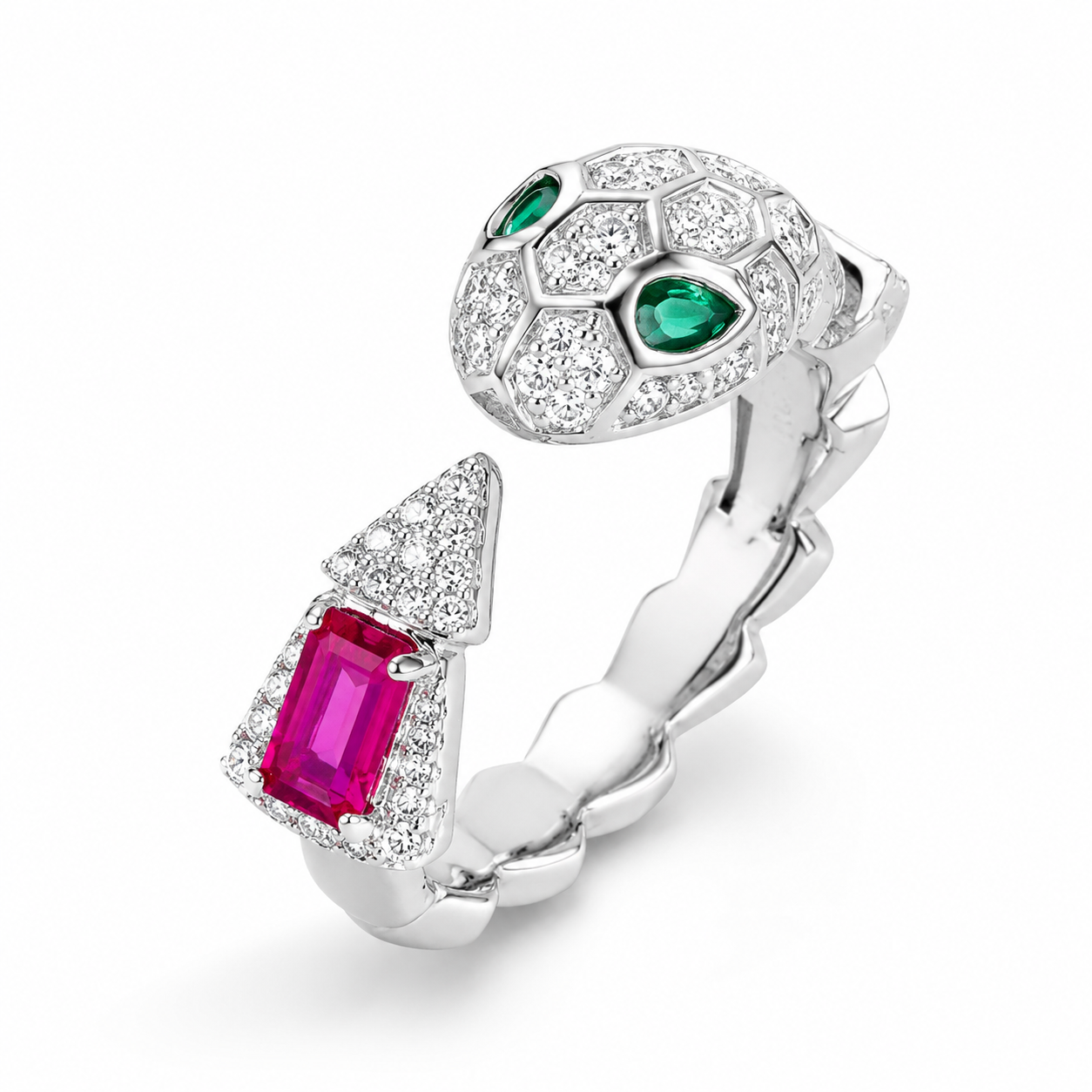 Snake Ruby Colored Gemstone Jewelry Suite, 925 Sterling Silver