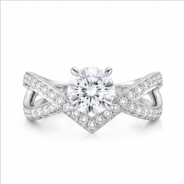 1 Carat Oval Diamond Crown Solitaire Ring, PT950 Platinum Band
