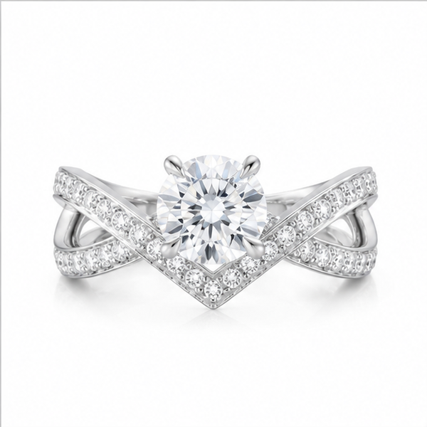 1 Carat Oval Diamond Crown Solitaire Ring, PT950 Platinum Band