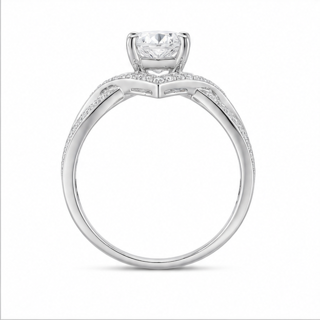 1 Carat Oval Diamond Crown Solitaire Ring, PT950 Platinum Band