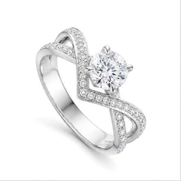 1 Carat Oval Diamond Crown Solitaire Ring, PT950 Platinum Band